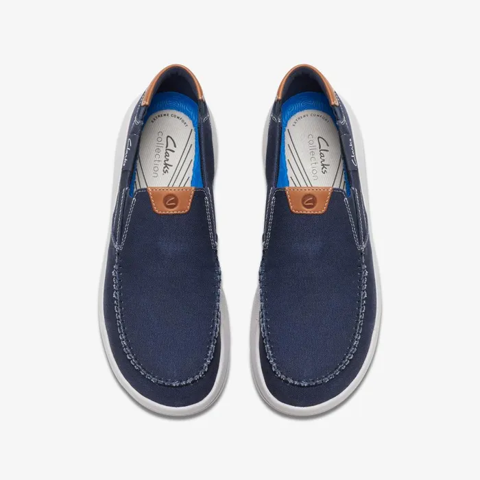 Driftlite Step Navy Combination Men Clarks Loafers and Slip Ons