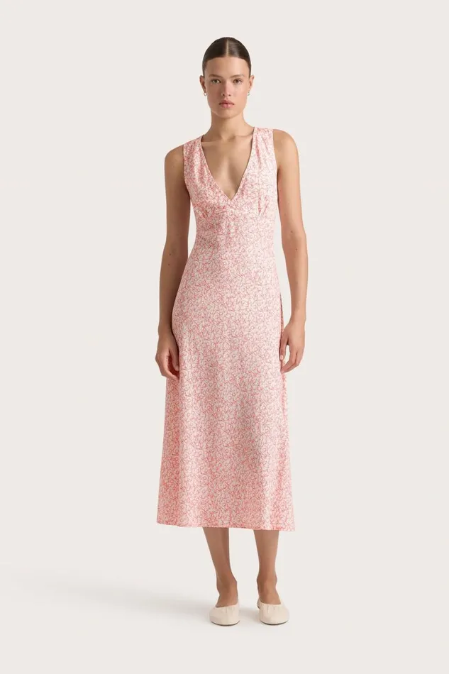Faithfull The Brand Dresses Jardin Midi Dress Calla Vermillion 8211 Women