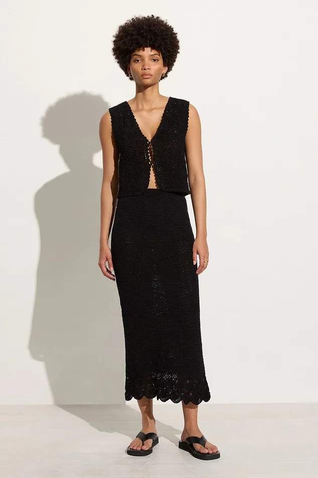 Faithfull The Brand Tops Alejandreas Handmade Crochet Vest Black 8211 Final Sale 8211 Women