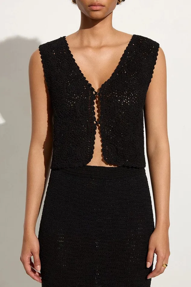 Faithfull The Brand Tops Alejandreas Handmade Crochet Vest Black 8211 Final Sale 8211 Women