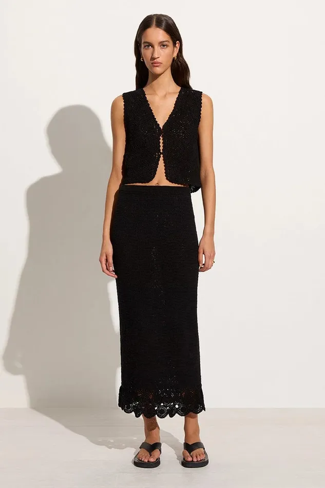 Faithfull The Brand Tops Alejandreas Handmade Crochet Vest Black 8211 Final Sale 8211 Women