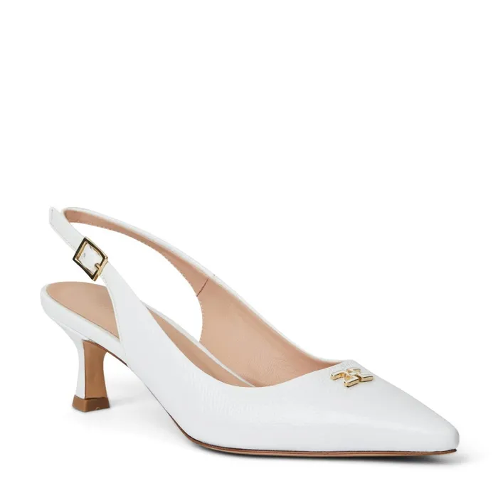 FIONA Slingback Pump WHITE CRINKLED PATENT Women Bruno Magli Evening