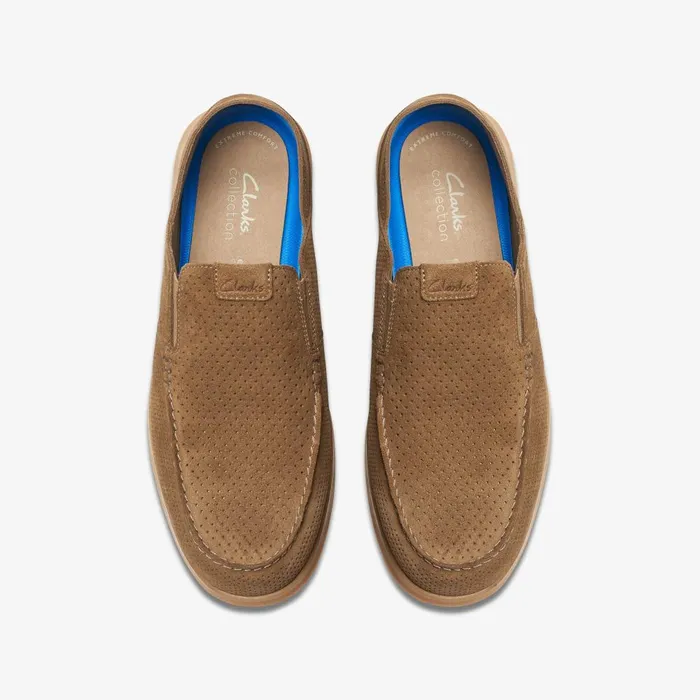 Flexway Easy Light Tan Suede Men Clarks Loafers and Slip Ons