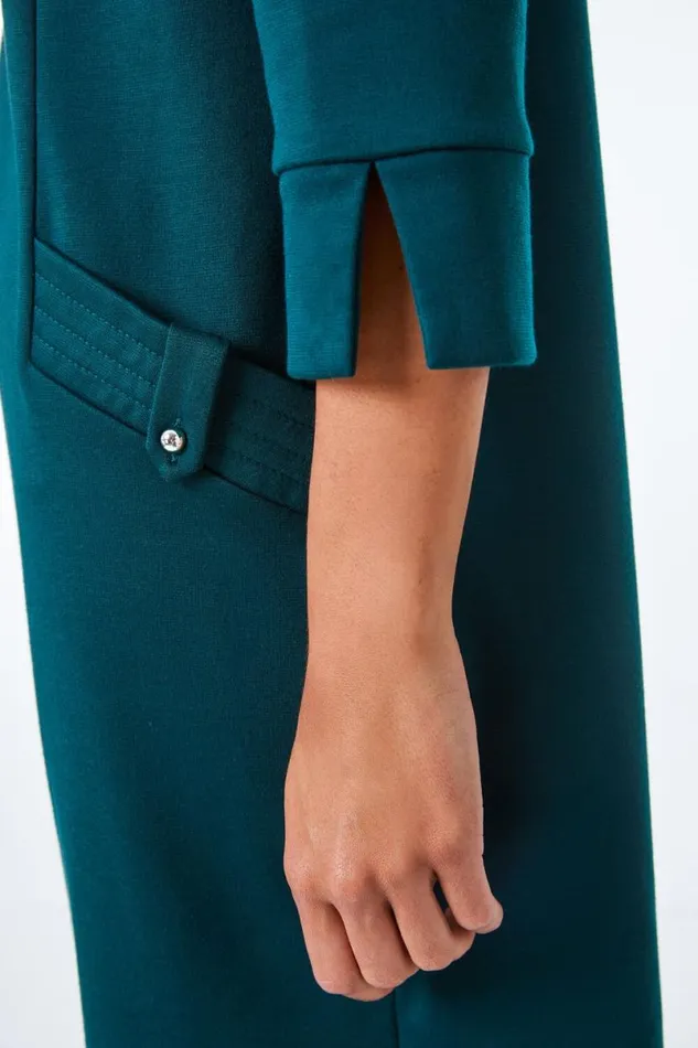 Forest Button Detail Midi Shift Dress Women Roman Dresses