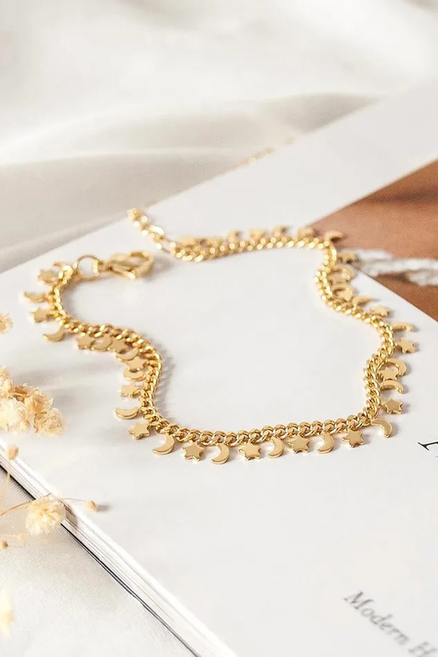 Gold Moon Bracelet Women Roman Jewellery