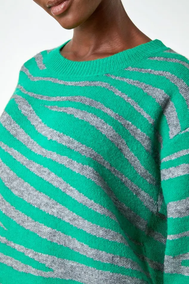 Green Animal Print Jumper Dress Women Roman Dresses