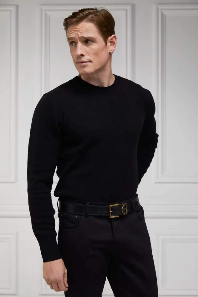 Holland Cooper Byron Crew Neck Knit Black Men Knitwear