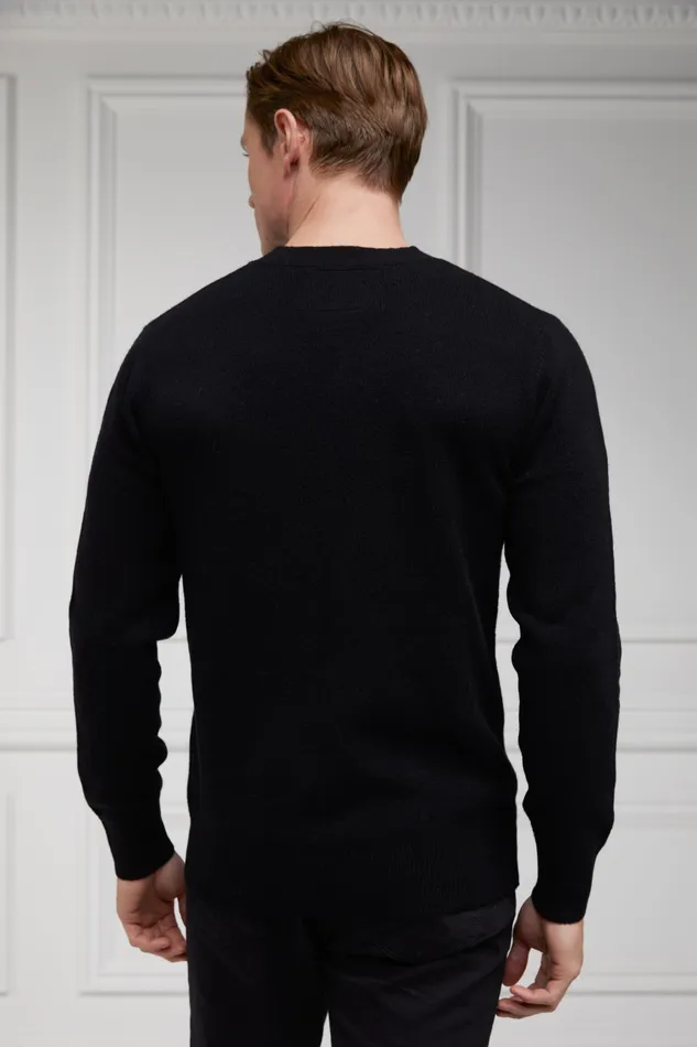 Holland Cooper Byron Crew Neck Knit Black Men Knitwear