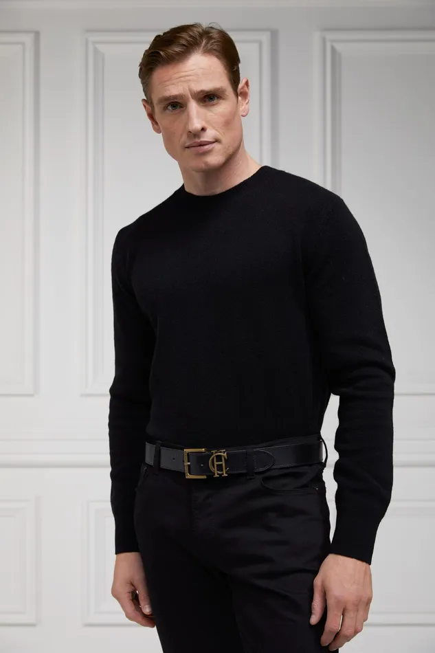 Holland Cooper Byron Crew Neck Knit Black Men Knitwear