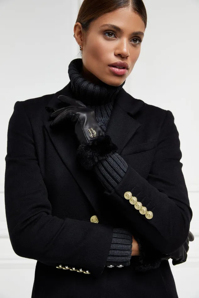 Holland Cooper Cashmere Lined Faux Trim Leather Gloves Women Gloves Holland Cooper Cashmere Lined Faux Trim Leather Gloves Women Gloves