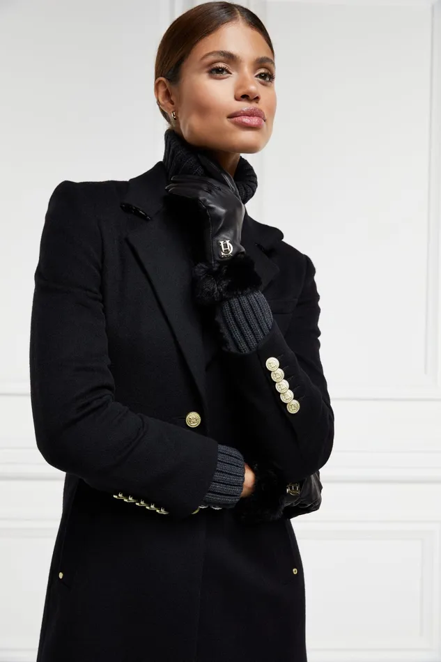 Holland Cooper Cashmere Lined Faux Trim Leather Gloves Women Gloves Holland Cooper Cashmere Lined Faux Trim Leather Gloves Women Gloves