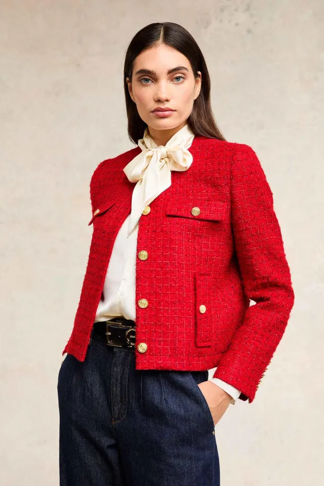 Holland Cooper Chelsea Jacket Red Boucle Women Jackets