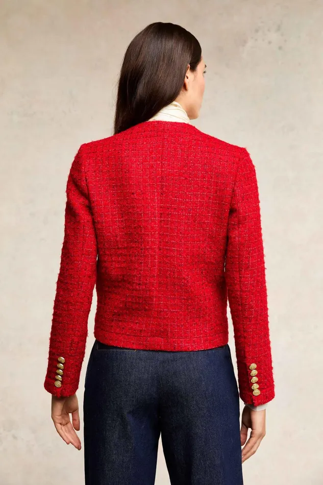 Holland Cooper Chelsea Jacket Red Boucle Women Jackets