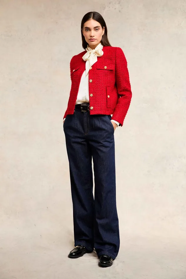 Holland Cooper Chelsea Jacket Red Boucle Women Jackets