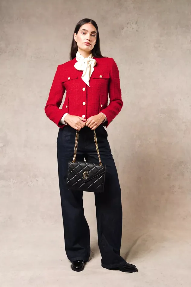 Holland Cooper Chelsea Jacket Red Boucle Women Jackets