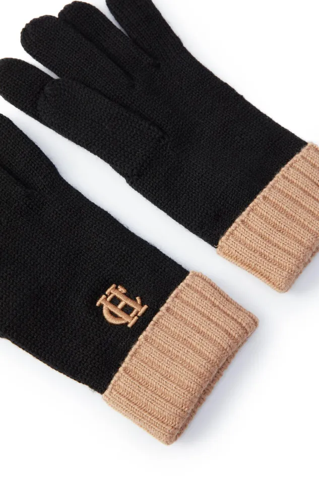 Holland Cooper Chelsea Logo Knitted Gloves Black Tan Women Gloves Holland Cooper Chelsea Logo Knitted Gloves Black Tan Women Gloves
