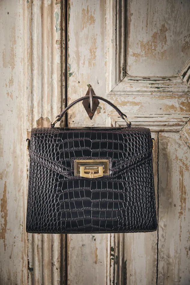 Holland Cooper Cheltenham Bag Rich Chocolate Croc Women Bags