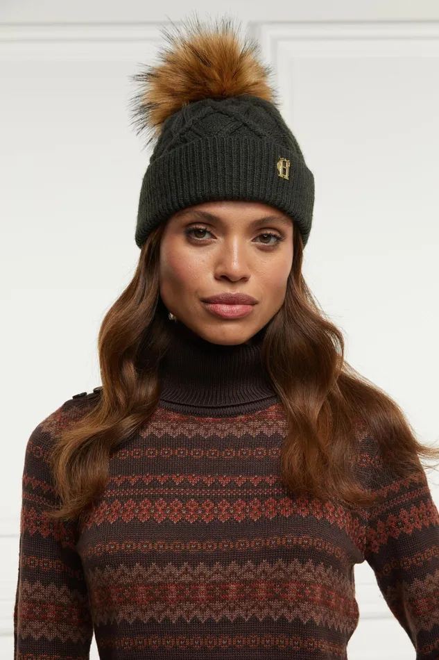 Holland Cooper Cortina Bobble Hat Fern Green Women Hats and Headbands Holland Cooper Cortina Bobble Hat Fern Green Women Hats and Headbands