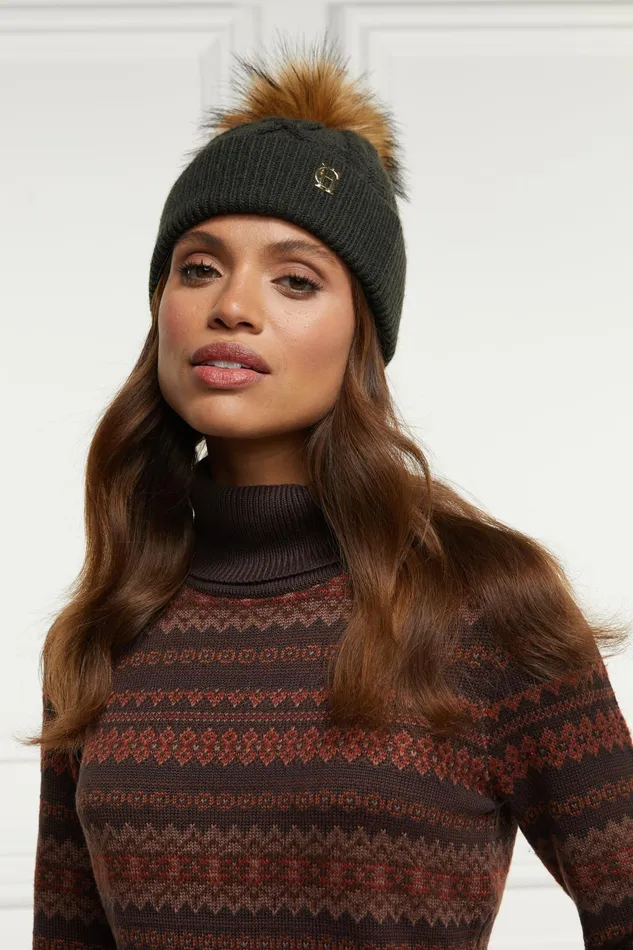 Holland Cooper Cortina Bobble Hat Fern Green Women Hats and Headbands Holland Cooper Cortina Bobble Hat Fern Green Women Hats and Headbands