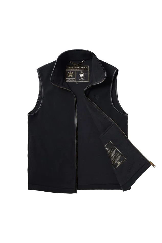 Holland Cooper Country Fleece Gilet Black Men Gilets