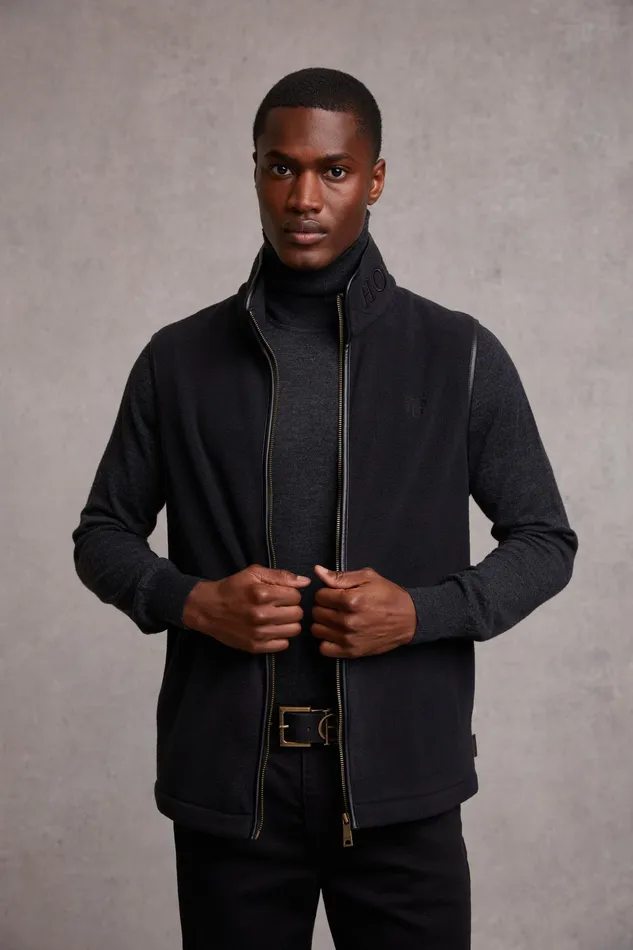 Holland Cooper Country Fleece Gilet Black Men Gilets