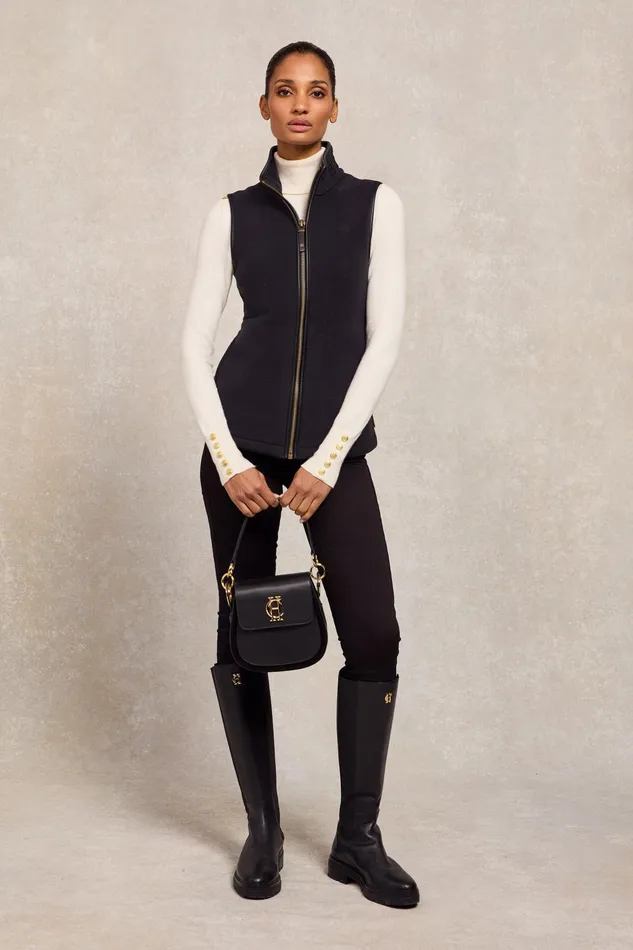Holland Cooper Country Fleece Gilet Black Women Fleeces
