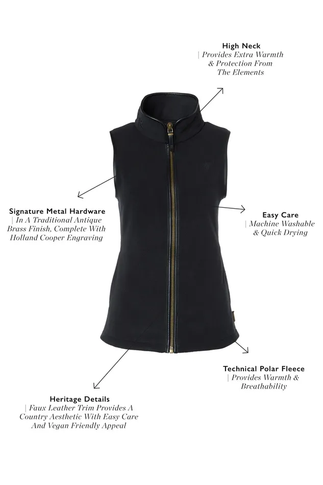 Holland Cooper Country Fleece Gilet Black Women Fleeces