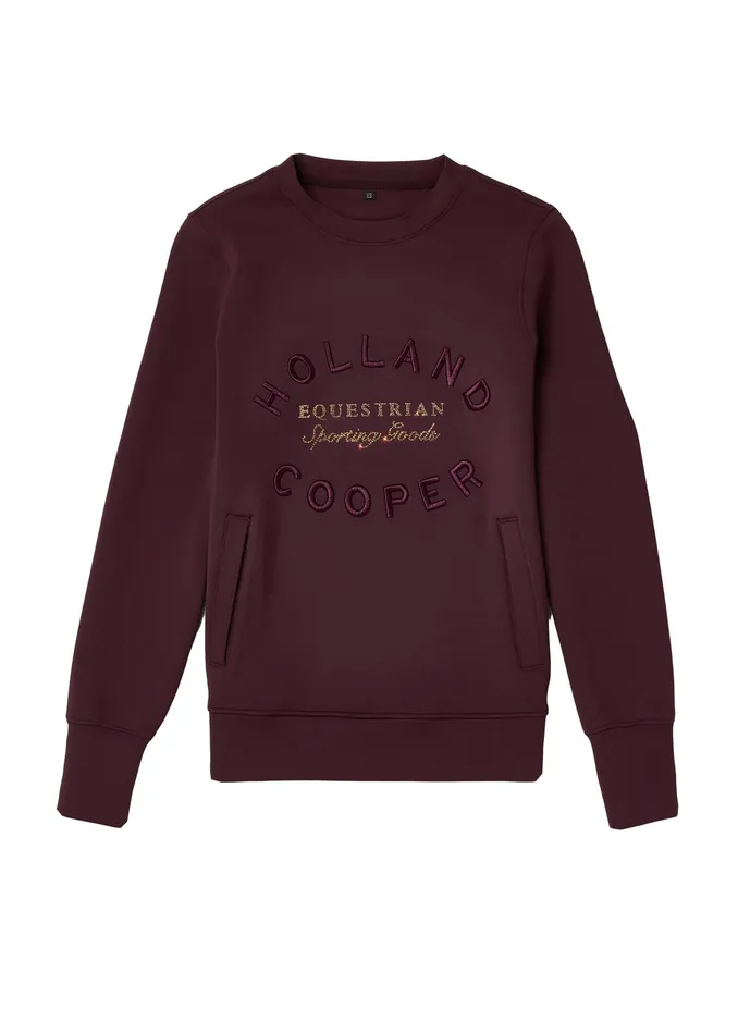 Holland Cooper Crystal Crew Neck Sweat Aubergine Women Hoodies and Sweatshirts Holland Cooper Crystal Crew Neck Sweat Aubergine Women Hoodies and Sweatshirts