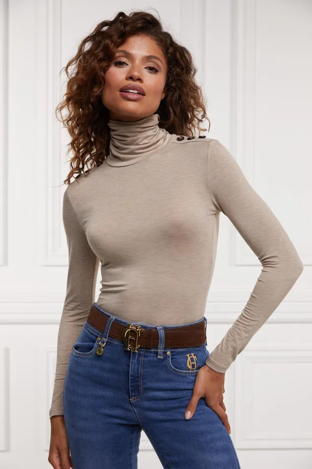 Holland Cooper Essential Roll Neck Oatmeal Women Tops