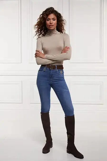 Holland Cooper Essential Roll Neck Oatmeal Women Tops
