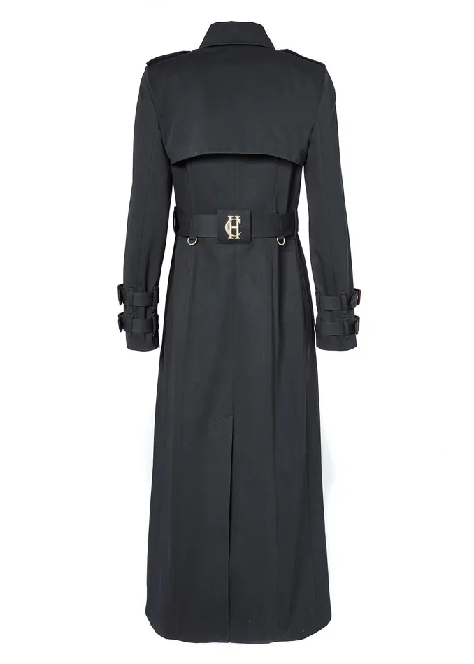 Holland Cooper Gatcombe Full Length Trench Coat Black Women Trench Coats
