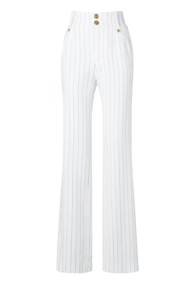 Holland Cooper High Waisted Straight Trouser Oyster Linen Pinstripe Women Tailoring Holland Cooper High Waisted Straight Trouser Oyster Linen Pinstripe Women Tailoring