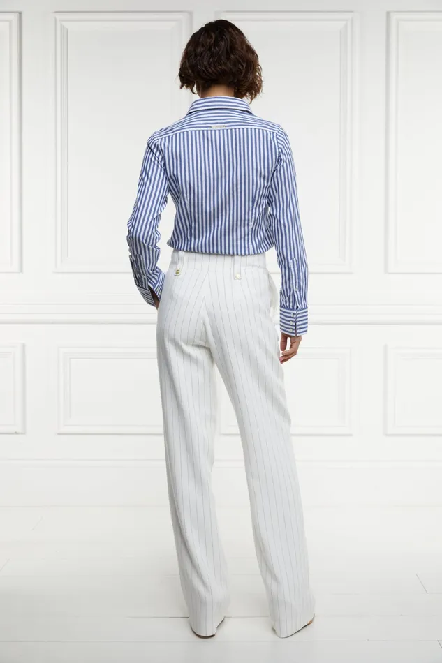 Holland Cooper High Waisted Straight Trouser Oyster Linen Pinstripe Women Tailoring Holland Cooper High Waisted Straight Trouser Oyster Linen Pinstripe Women Tailoring