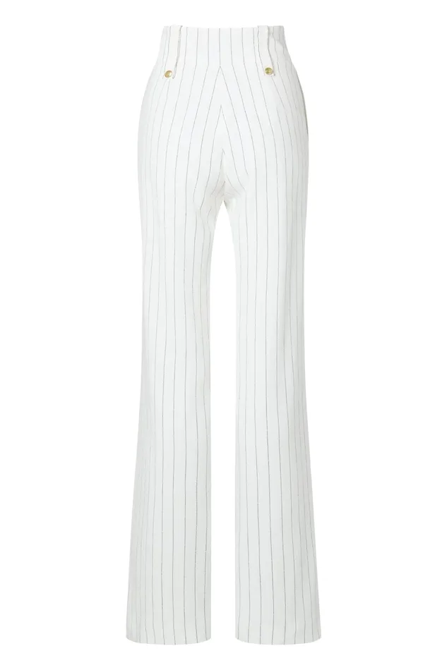 Holland Cooper High Waisted Straight Trouser Oyster Linen Pinstripe Women Tailoring Holland Cooper High Waisted Straight Trouser Oyster Linen Pinstripe Women Tailoring