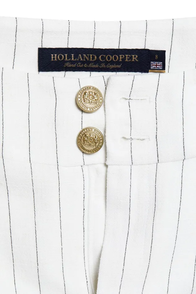Holland Cooper High Waisted Straight Trouser Oyster Linen Pinstripe Women Tailoring Holland Cooper High Waisted Straight Trouser Oyster Linen Pinstripe Women Tailoring