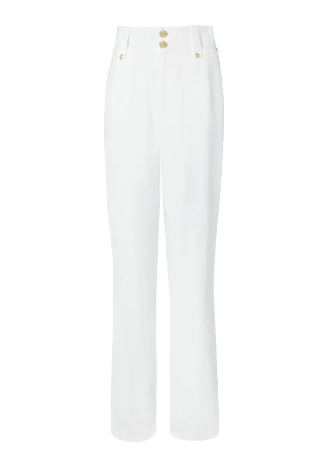 Holland Cooper High Waisted Straight Trouser Oyster Linen Women Tailoring Holland Cooper High Waisted Straight Trouser Oyster Linen Women Tailoring