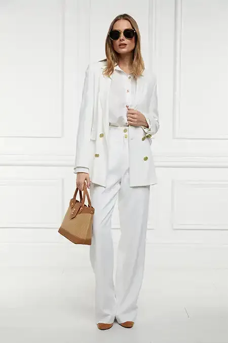 Holland Cooper High Waisted Straight Trouser Oyster Linen Women Tailoring Holland Cooper High Waisted Straight Trouser Oyster Linen Women Tailoring