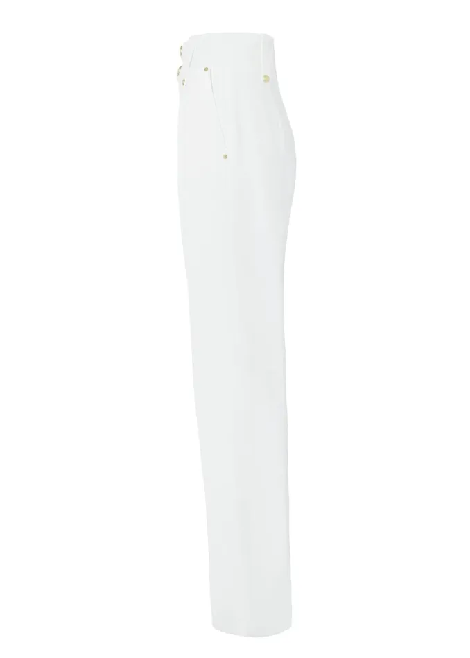 Holland Cooper High Waisted Straight Trouser Oyster Linen Women Tailoring Holland Cooper High Waisted Straight Trouser Oyster Linen Women Tailoring