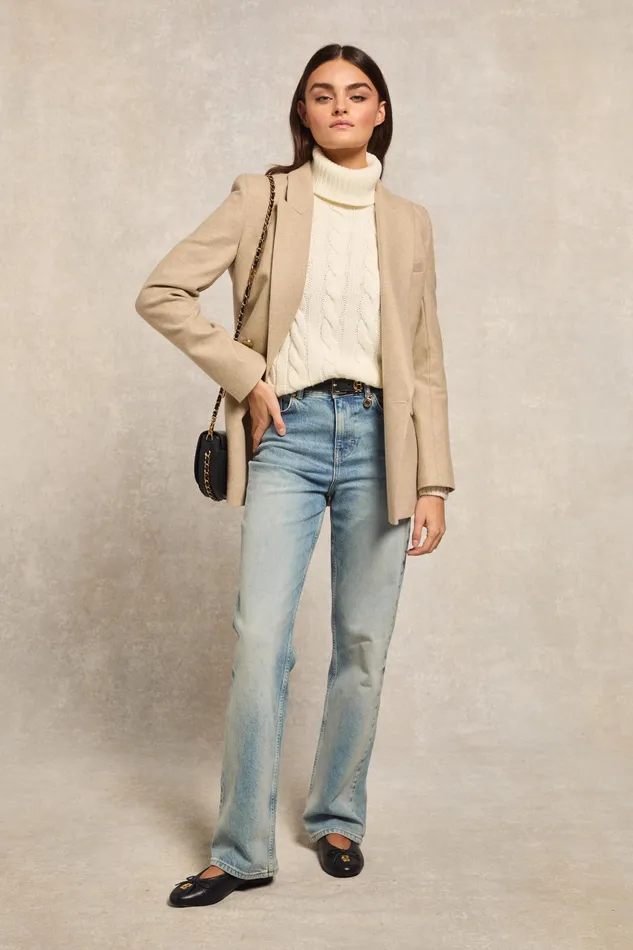 Holland Cooper Lucia Roll Neck Knit Natural Women Knitwear