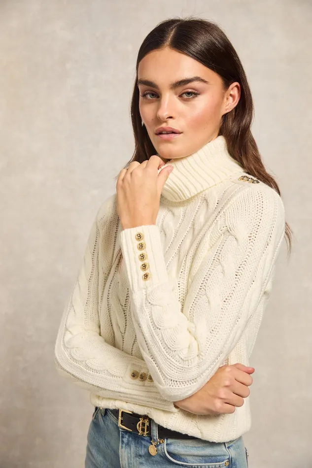 Holland Cooper Lucia Roll Neck Knit Natural Women Knitwear