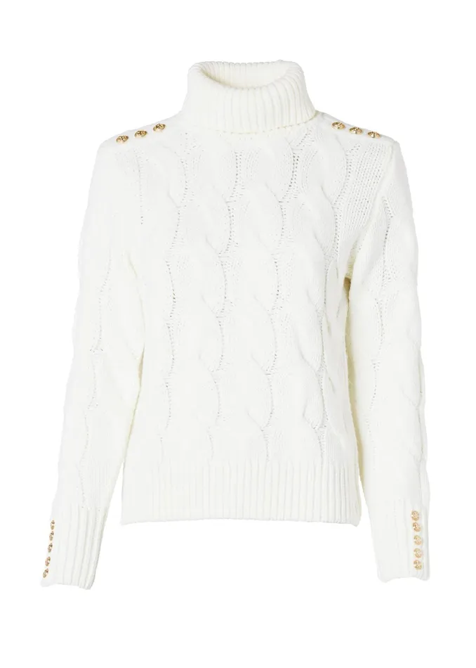 Holland Cooper Lucia Roll Neck Knit Natural Women Knitwear