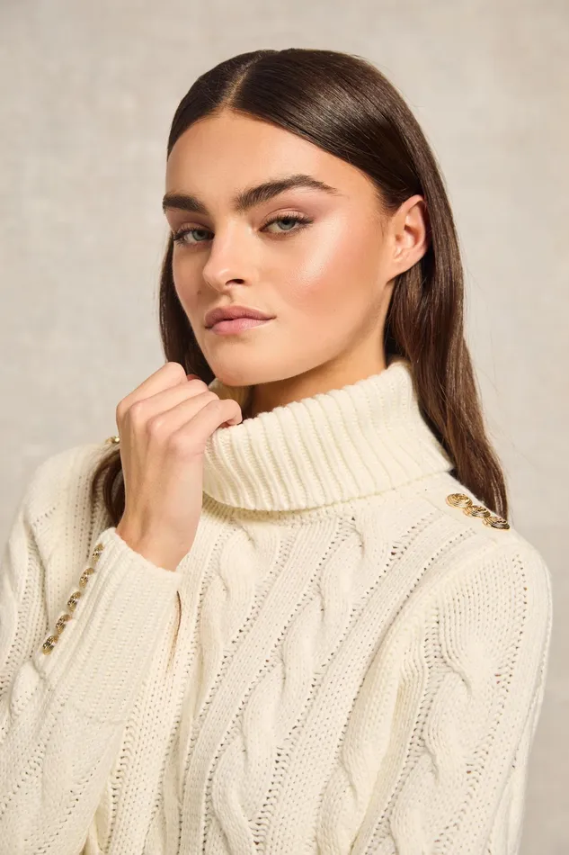 Holland Cooper Lucia Roll Neck Knit Natural Women Knitwear
