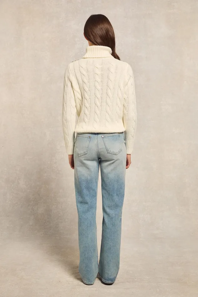 Holland Cooper Lucia Roll Neck Knit Natural Women Knitwear
