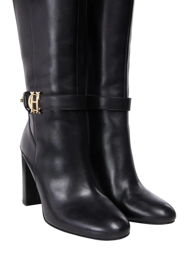 Holland Cooper Marlborough Knee Boot Black Leather Women Boots Holland Cooper Marlborough Knee Boot Black Leather Women Boots
