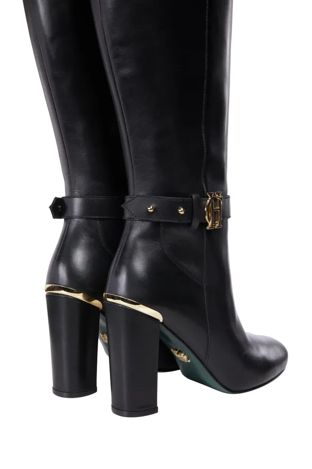Holland Cooper Marlborough Knee Boot Black Leather Women Boots Holland Cooper Marlborough Knee Boot Black Leather Women Boots