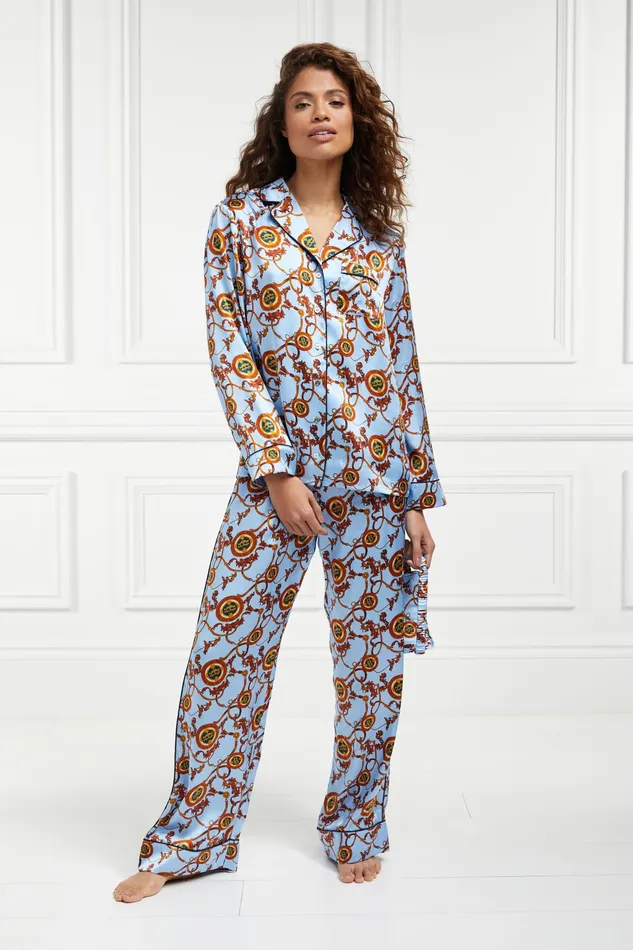Holland Cooper Silk Pyjama Trouser Sky Blue Women Sleepwear
