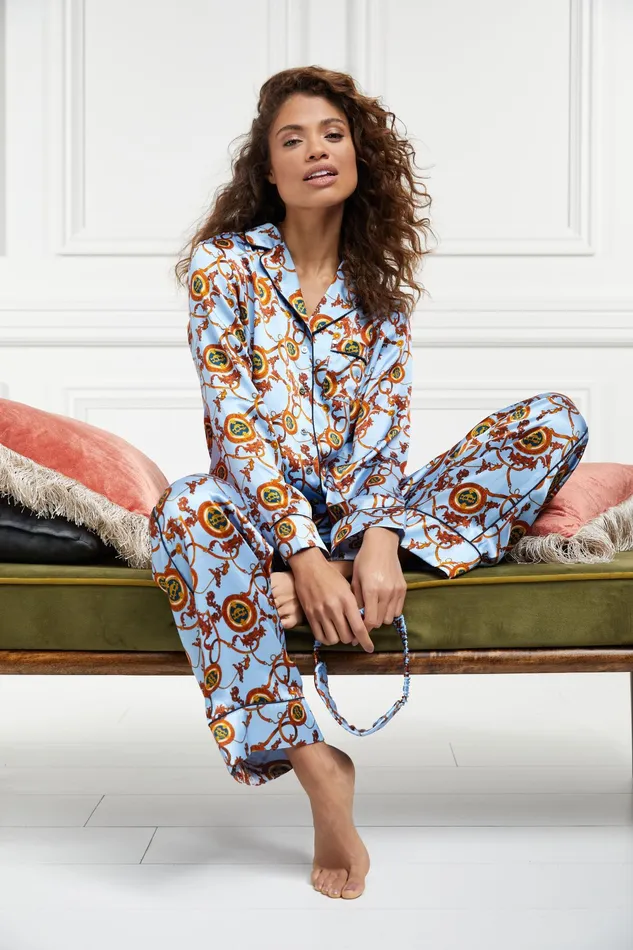 Holland Cooper Silk Pyjama Trouser Sky Blue Women Sleepwear