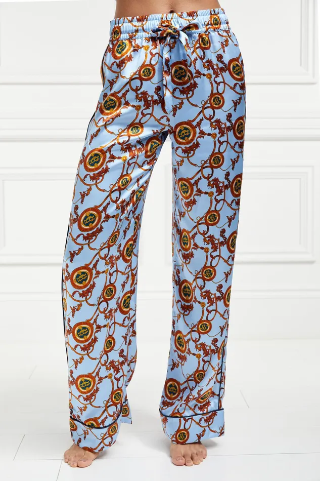 Holland Cooper Silk Pyjama Trouser Sky Blue Women Sleepwear