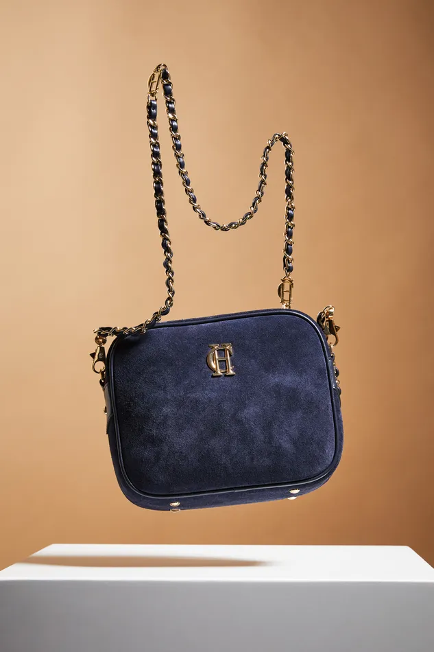 Holland Cooper Soho Camera Bag Ink Navy Suede Women Bags