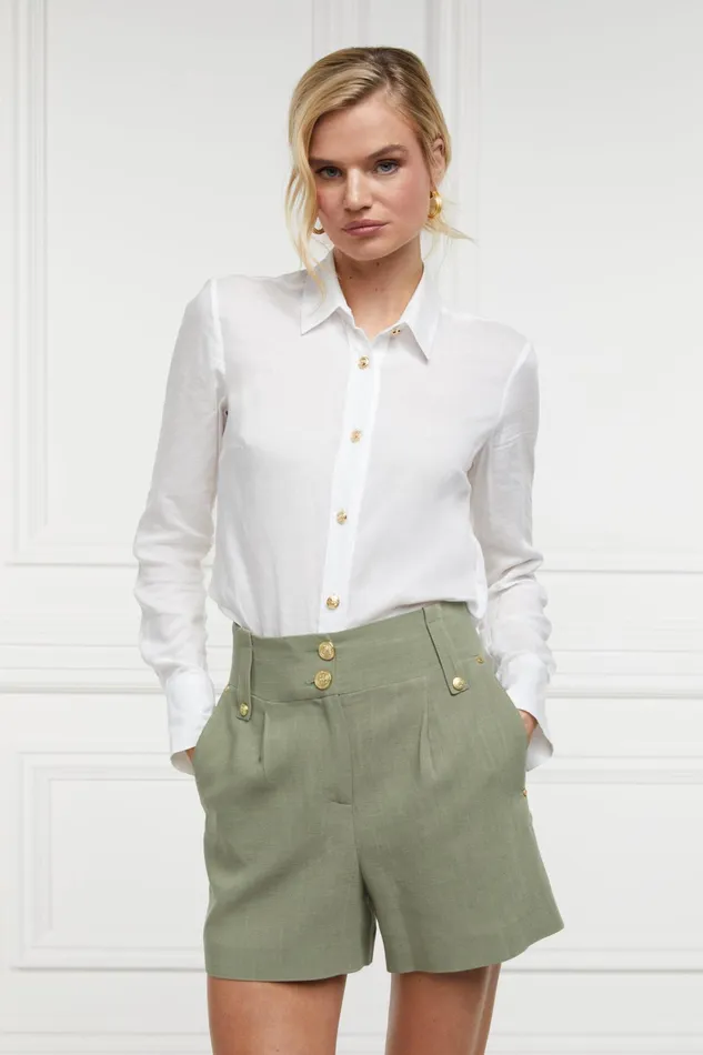 Holland Cooper Tailored Short Sage Linen Women Shorts